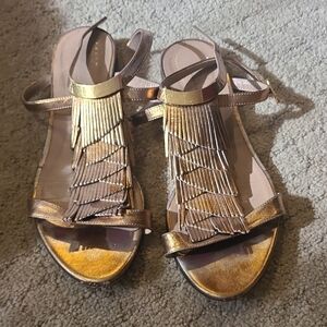 Chloe Gold and Brown Strappy Sandals